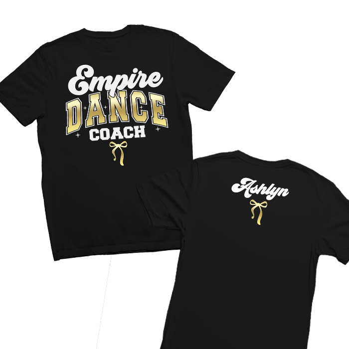 Custom Dance Coach Shirt – Personalized with name, team, or colors. Perfect for competitions, recitals, and dance events. Stylish, comfortable tee for proud coaches. Great gift for dance teachers, instructors, and competition team leaders.