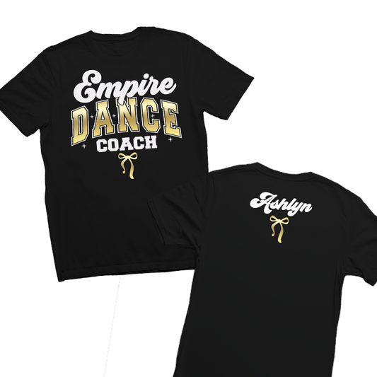 Custom Dance Coach Shirt – Personalized with name, team, or colors. Perfect for competitions, recitals, and dance events. Stylish, comfortable tee for proud coaches. Great gift for dance teachers, instructors, and competition team leaders.