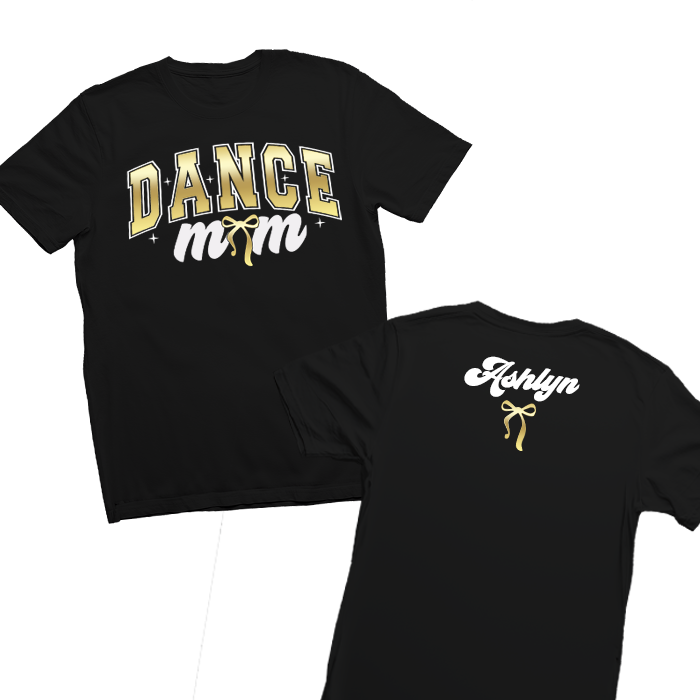 Dance Mom Tee – Customizable with name, colors, and dance team. Ideal for competitions, recitals, and events. Stylish, comfortable shirt for proud moms and family supporters of dancers. Great for gifting and team wear.