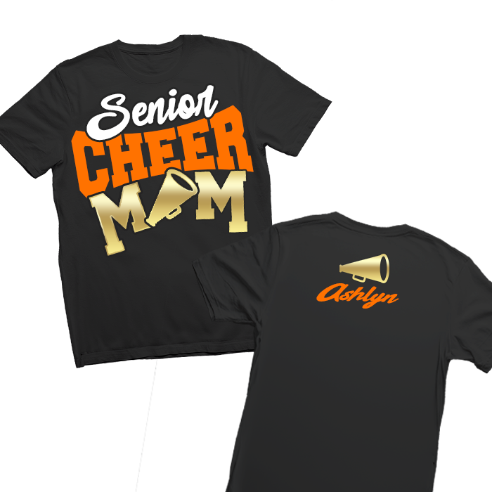 Custom Cheer Mom Shirt – Personalized with name, team, or colors. 100% cotton tee designed for game days, competitions, and pep rallies. Perfect spirit wear for proud cheer moms supporting their athletes at every event, performance, and celebration.