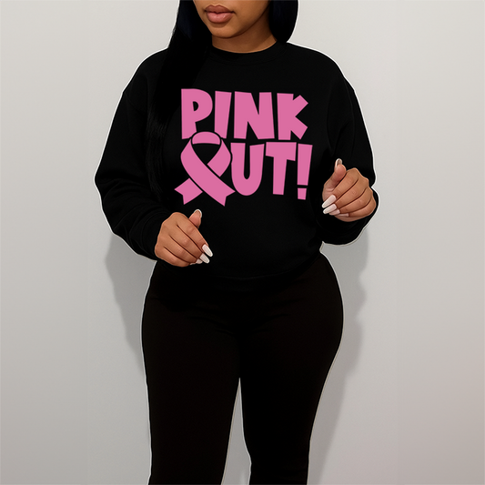 Pink Out Ribbon Breast Cancer Awareness Sweatshirt
