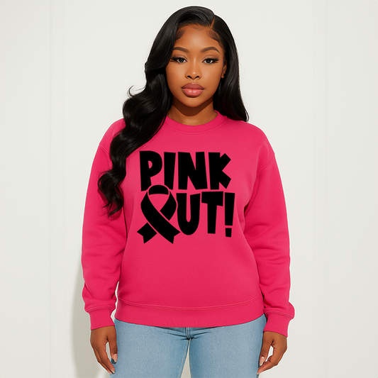 Pink Out Ribbon Breast Cancer Awareness Sweatshirt